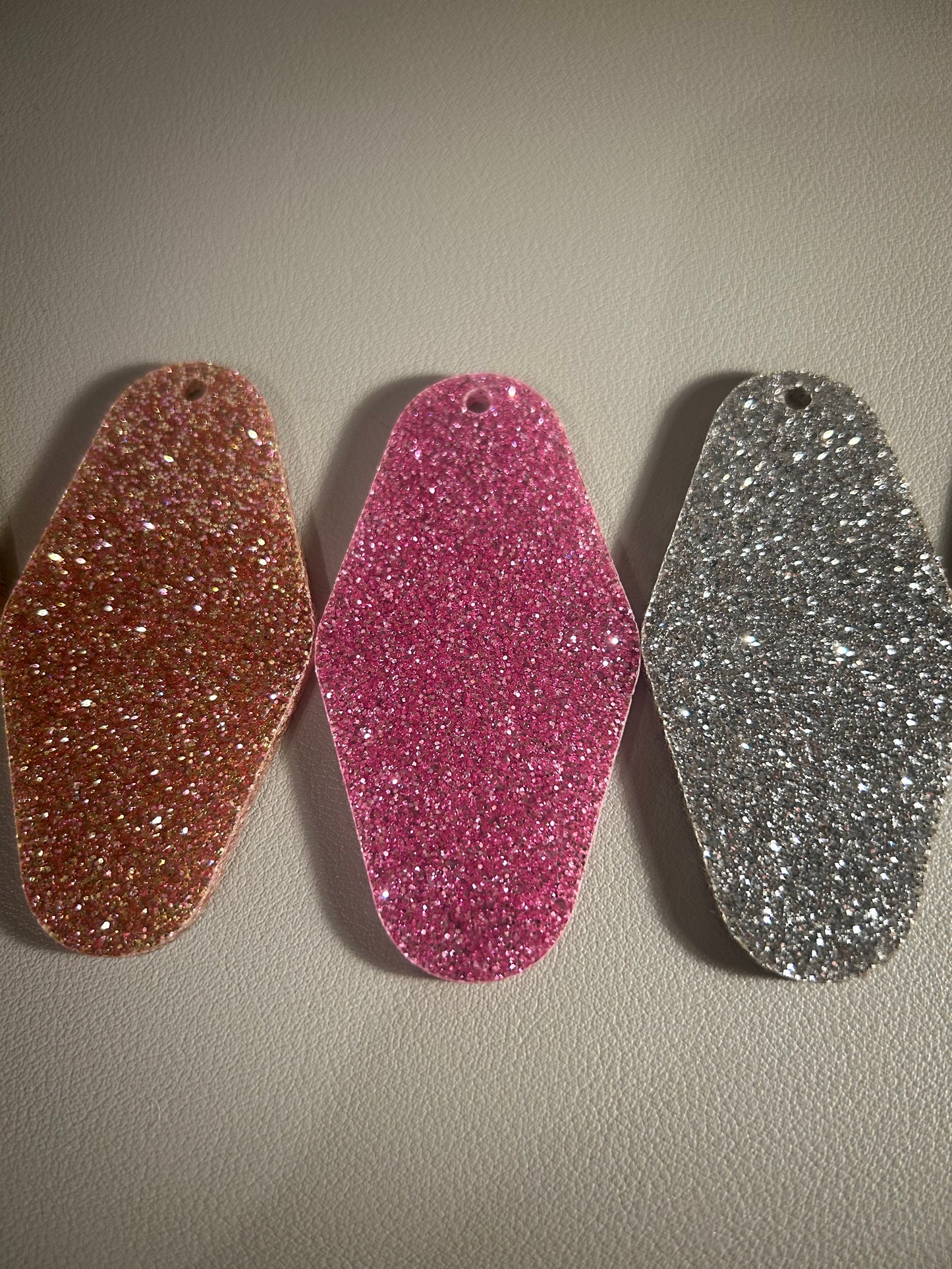 Motel Keyring Glitter Sparkle Acrylic Shape