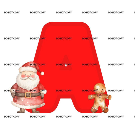 Christmas Santa & Gingerbread Man Alphabet Fabric DTF