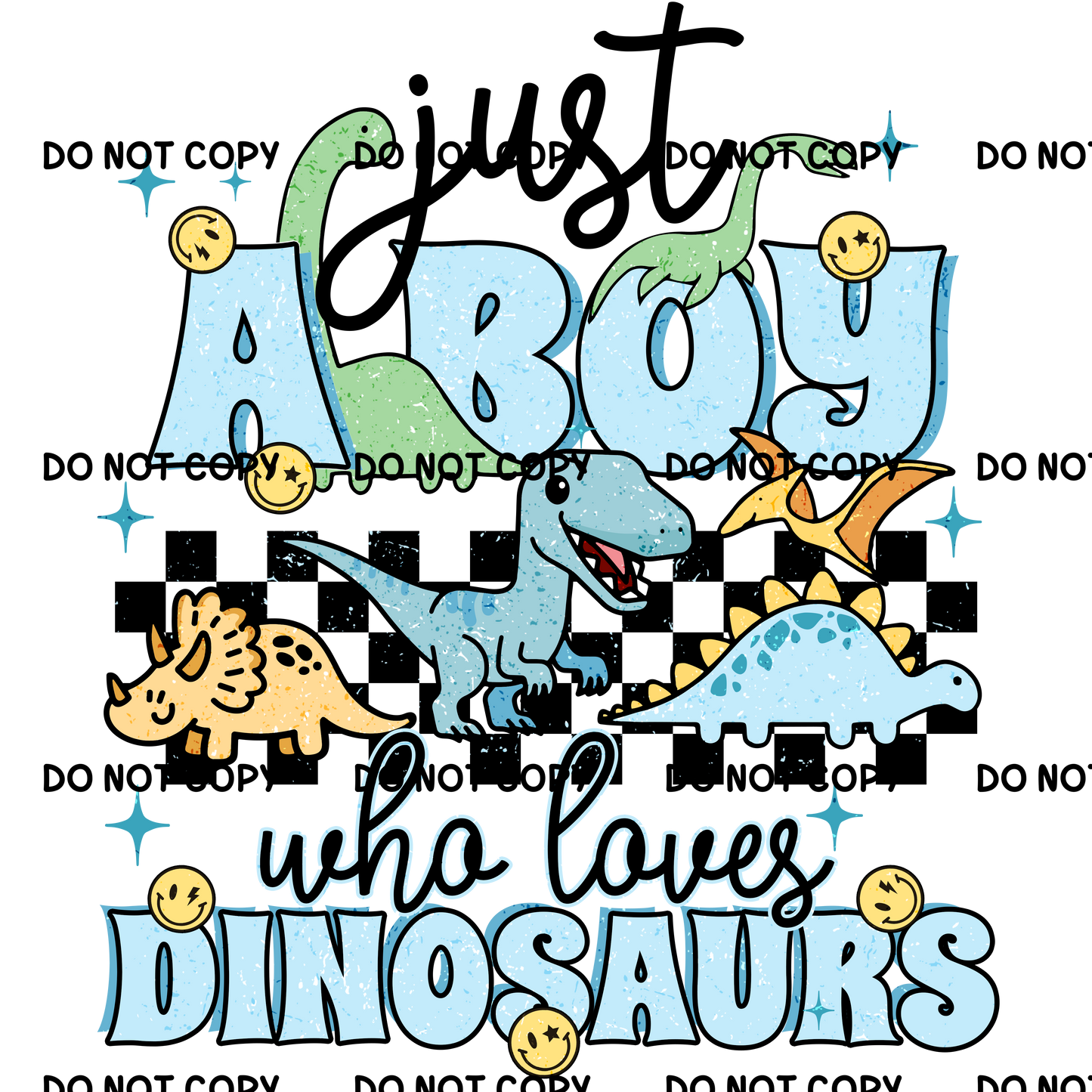 Boy Dinosaurs Fabric DTF