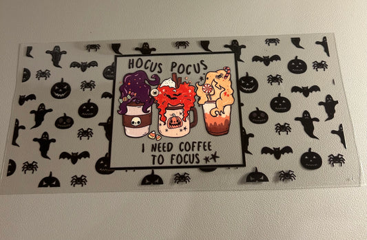 Halloween Coffee to Focus 2 16oz UVDTF Wrap