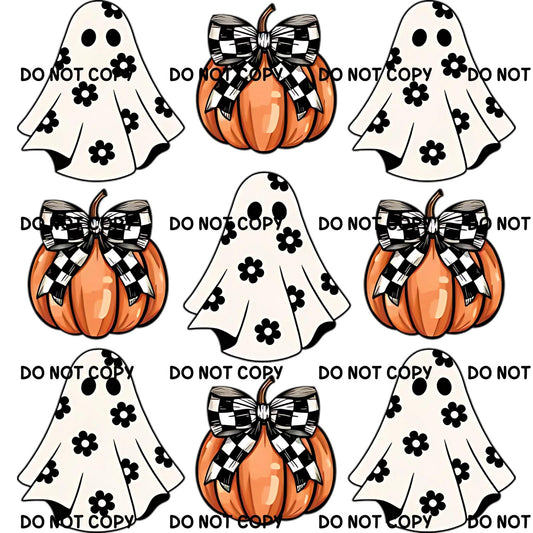 Halloween Ghost Pumpkin Bow Digital File