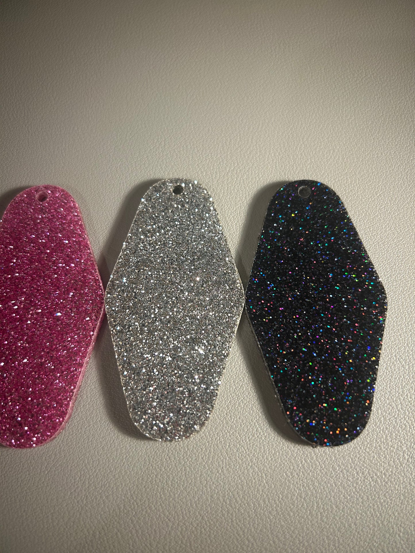 Motel Keyring Glitter Sparkle Acrylic Shape