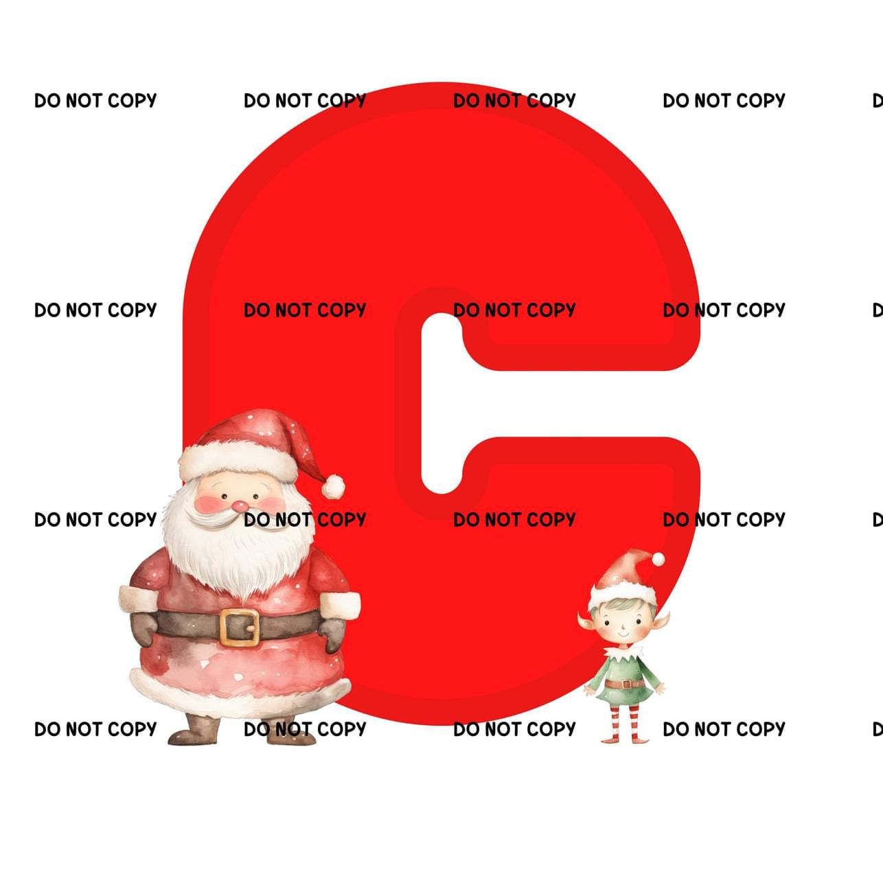 Christmas Santa & Elf Alphabet Fabric DTF