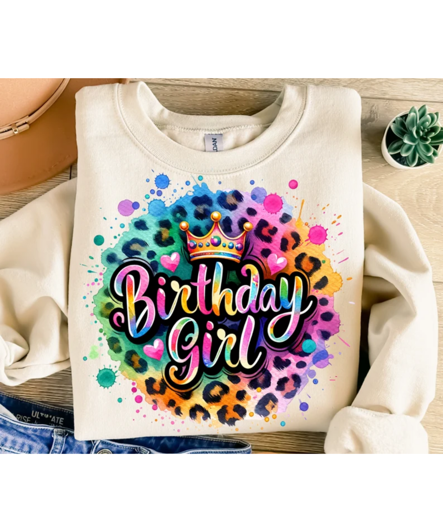 Birthday Girl Leopard Neon Fabric DTF