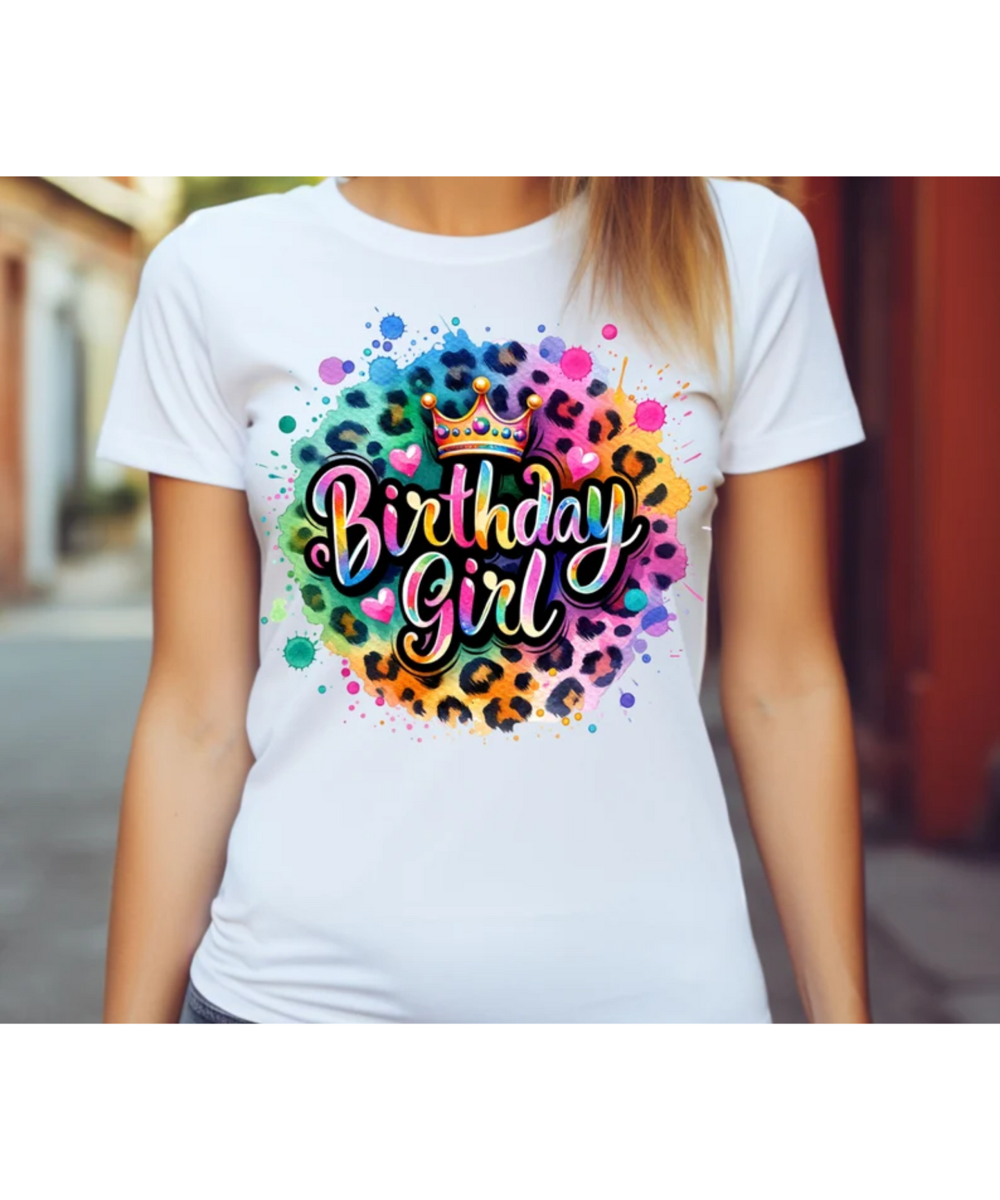 Birthday Girl Leopard Neon Fabric DTF