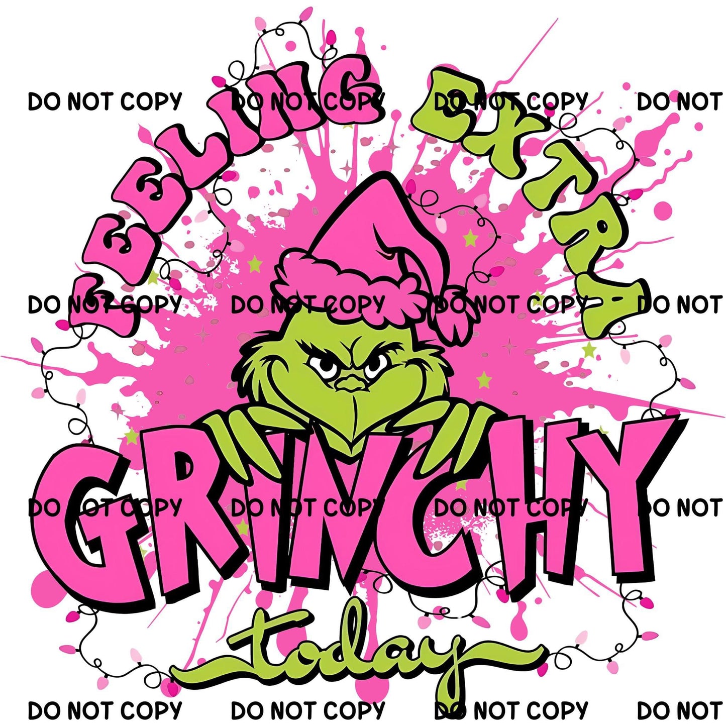 Green Man Christmas Pink Splash Digital File