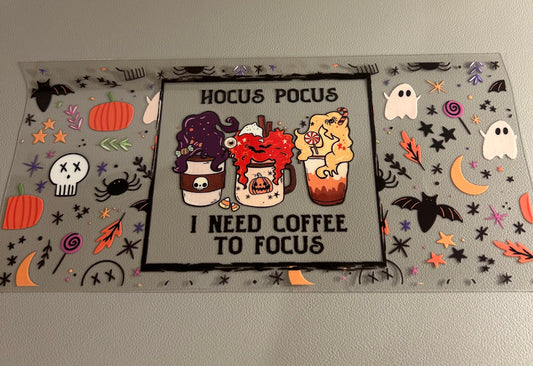 Halloween Coffee to Focus 1 16oz UVDTF Wrap