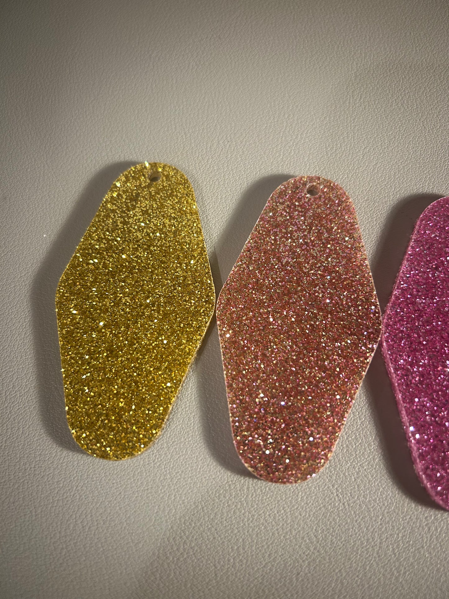 Motel Keyring Glitter Sparkle Acrylic Shape