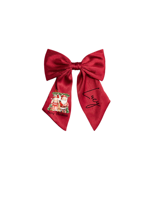 Christmas Mr & Mrs Claus Hair Bow DTF