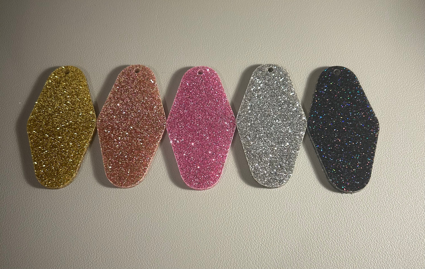 Motel Keyring Glitter Sparkle Acrylic Shape