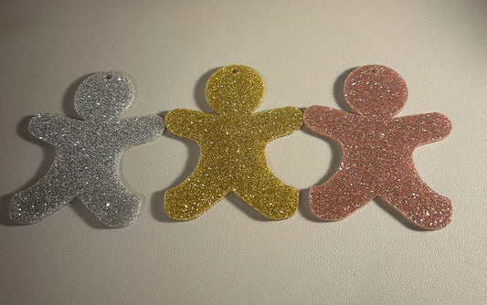 Gingerbread Men Glitter Sparkle Acrylic Shape