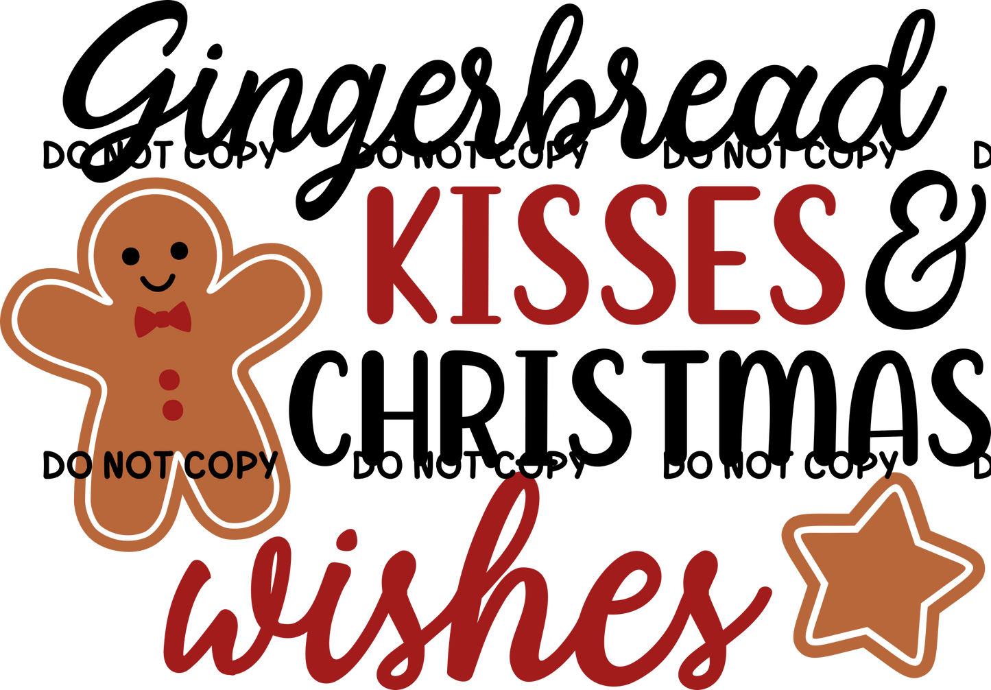 Christmas Gingerbread Kisses Fabric DTF