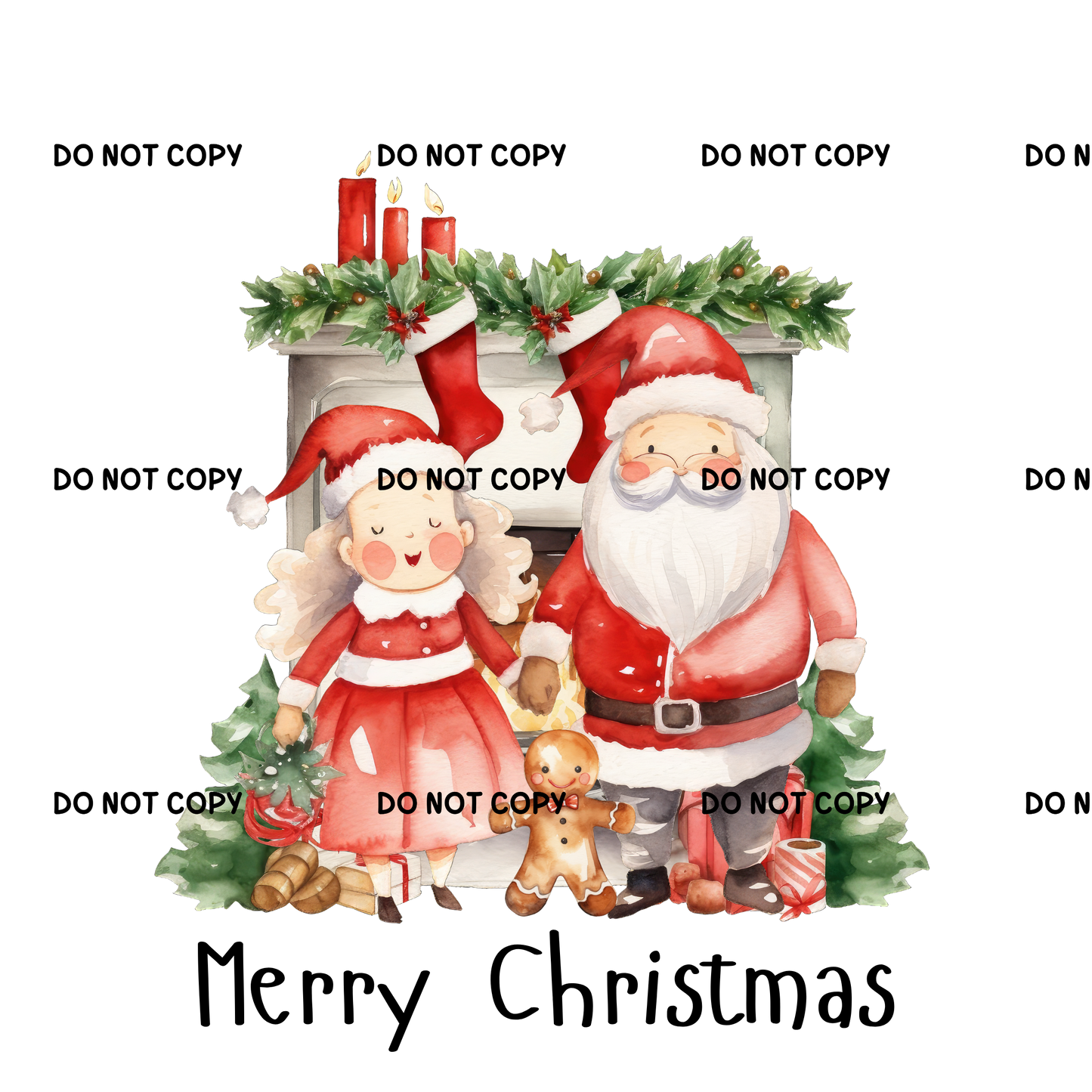 Christmas Mr & Mrs Claus Fabric DTF