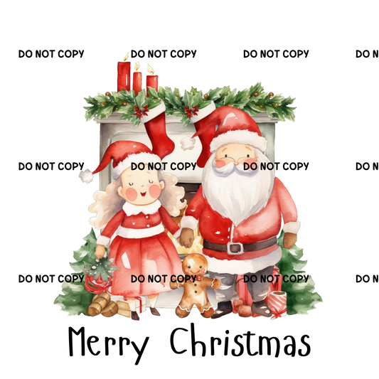 Christmas Mr & Mrs Claus Fabric DTF