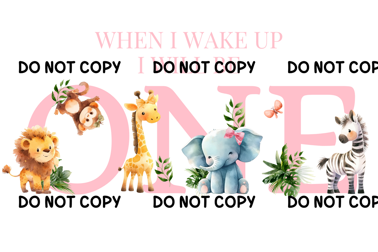 Birthday Animals When I Wake Up Pink Fabric DTF