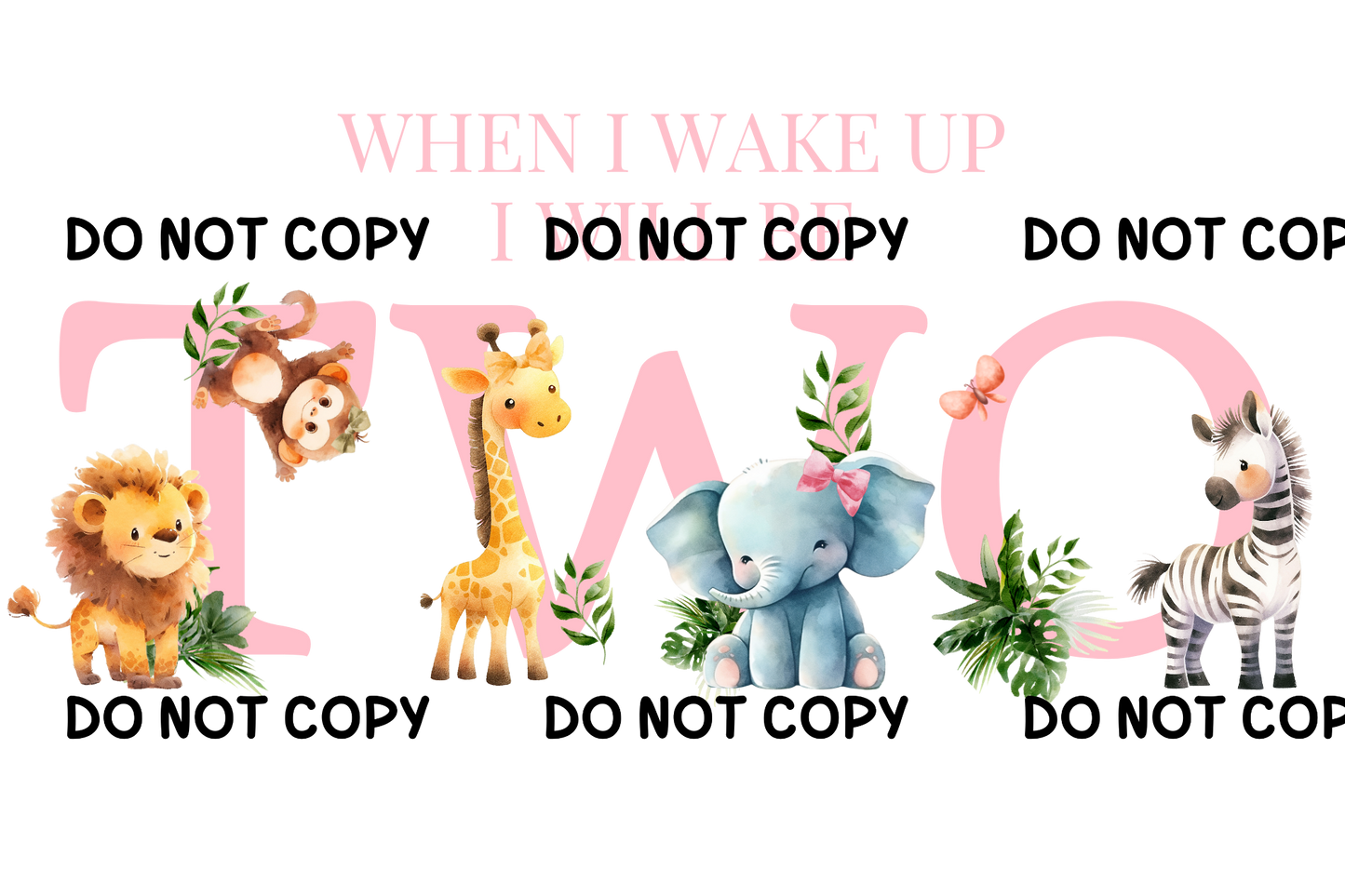 Birthday Animals When I Wake Up Pink Fabric DTF